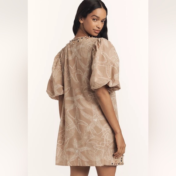 Anthropologie Olliari Beaded Puff-Sleeve Mini Dress - Picture 3 of 10